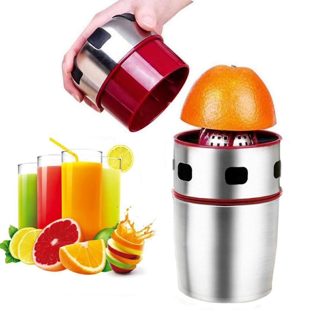 Front. Forest'nSky - Stainless Steel Manual Citrus Juicer - Hand Press for Oranges, Lemons, Grapefruit with Rotating Lid - Red.