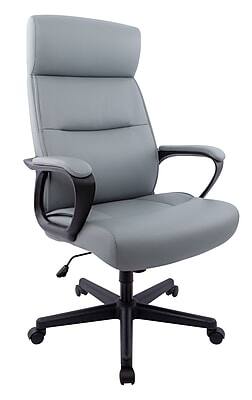 Front. Staples - Staples® Rutherford Ergonomic Faux Leather Swivel Executive Chair, Gray (58677V) - Gray.