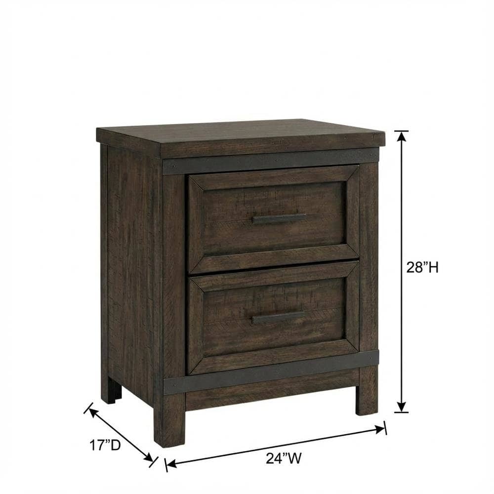 Starlight Canyon Home - Rustic Nightstand with 2 Drawers and Saw Cut Finish - Brown price history on PriceWatchPro