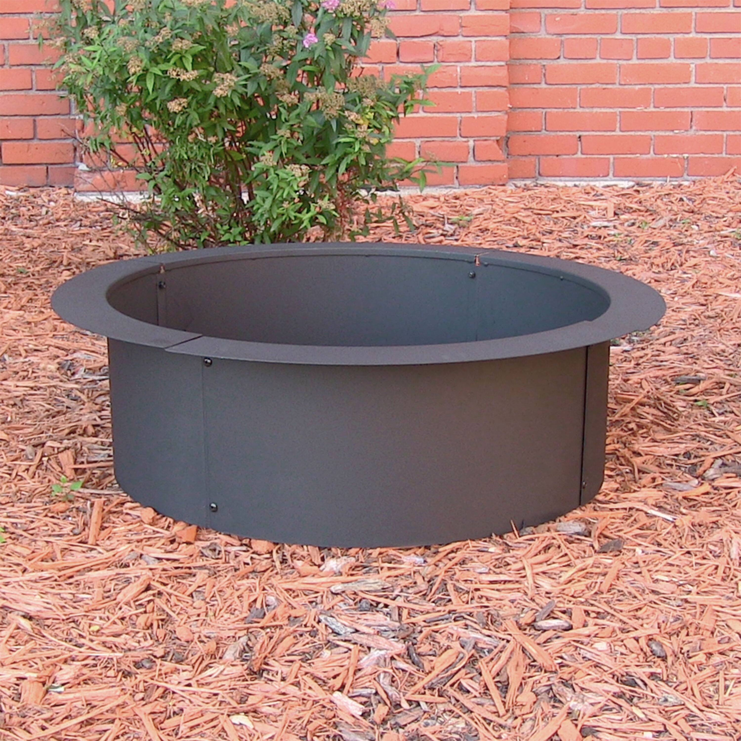 Alt View 5. Sunnydaze - 27 in Heavy-Duty Steel Above/In-Ground Fire Pit Ring Liner - Black.