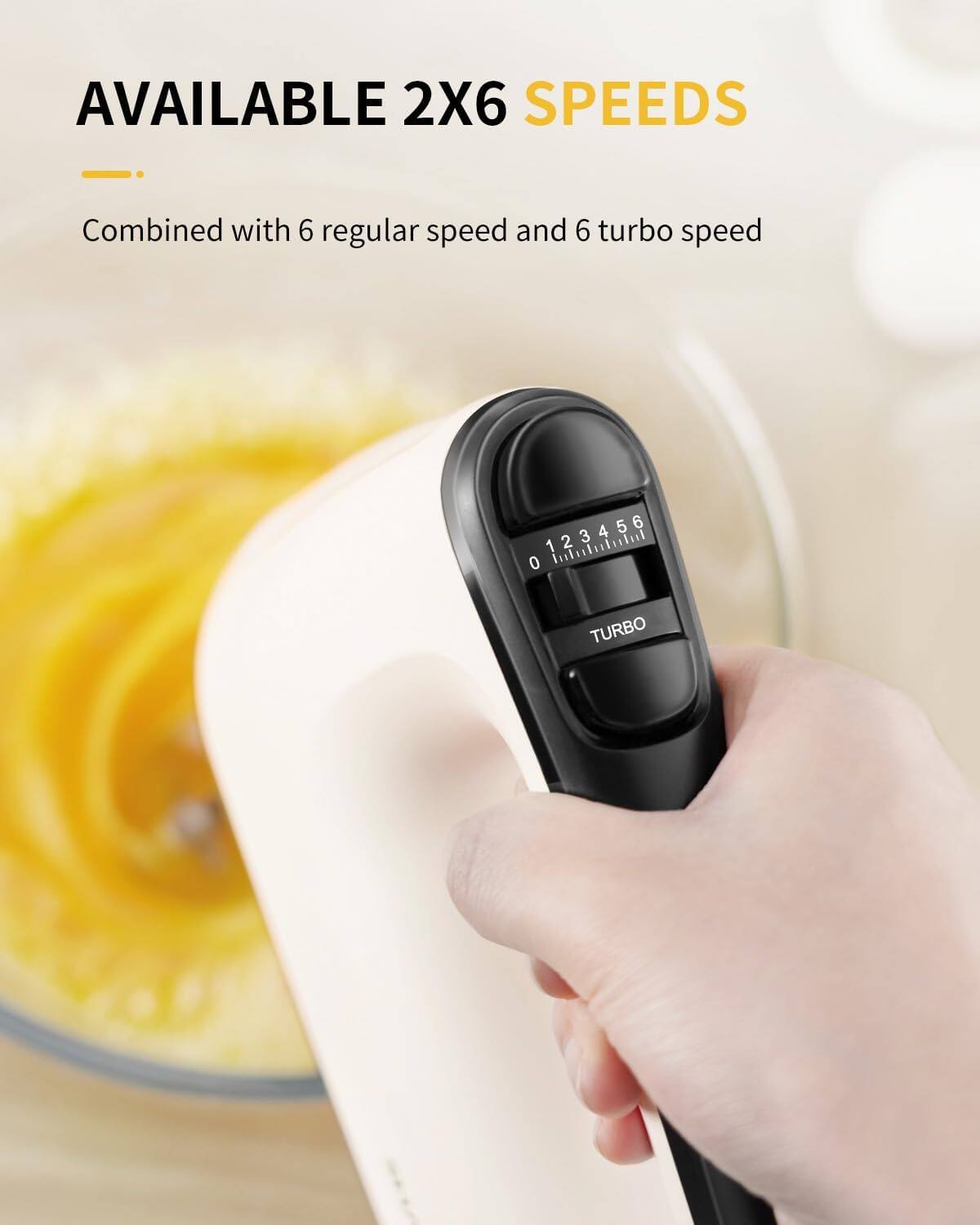 Shardor Hand Mixer Electric, 6 Speed & Turbo Mixer Electric Handheld 7 ...
