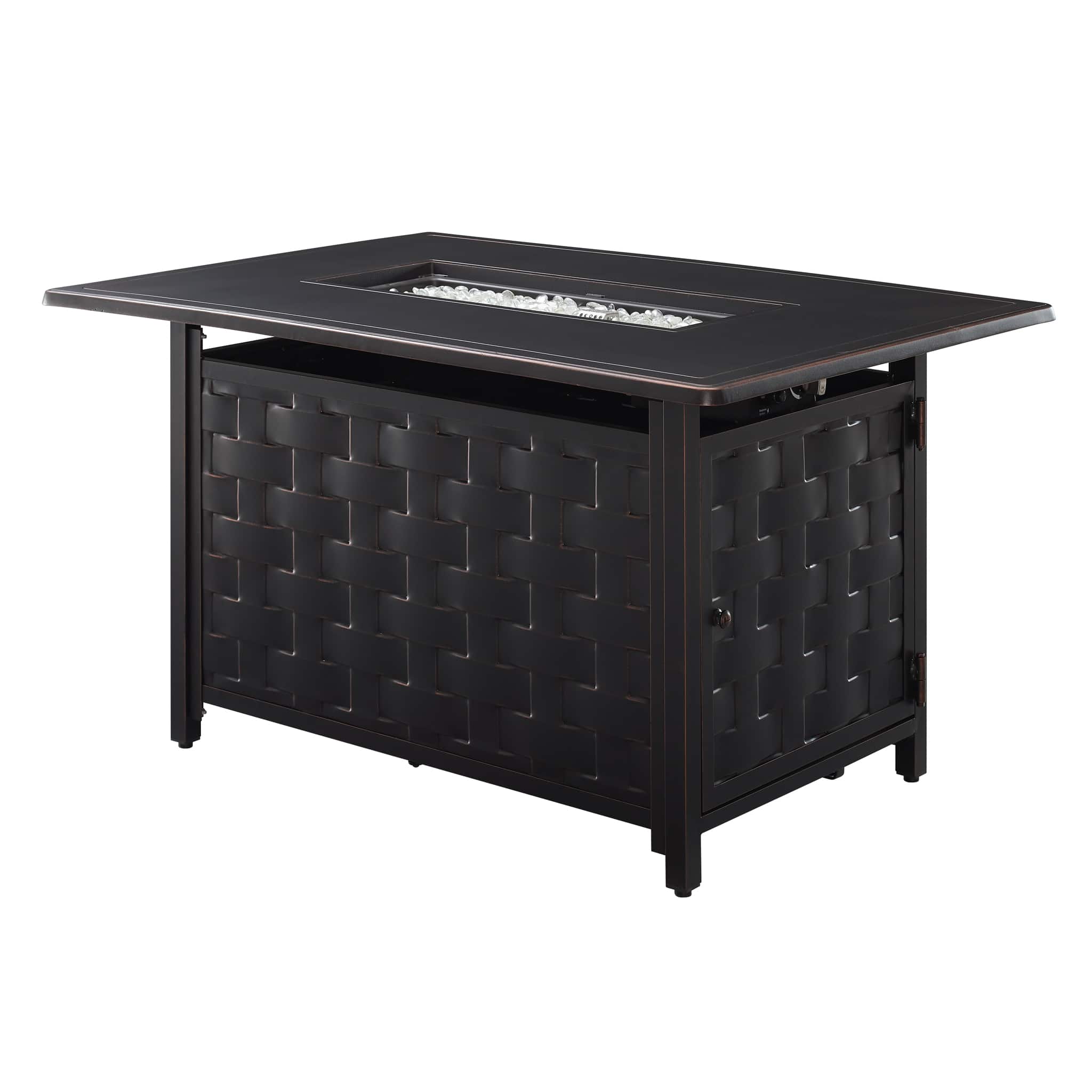 Fire Sense - Preston Rectangular Aluminum LPG/NG Fire Pit - Antique Bronze