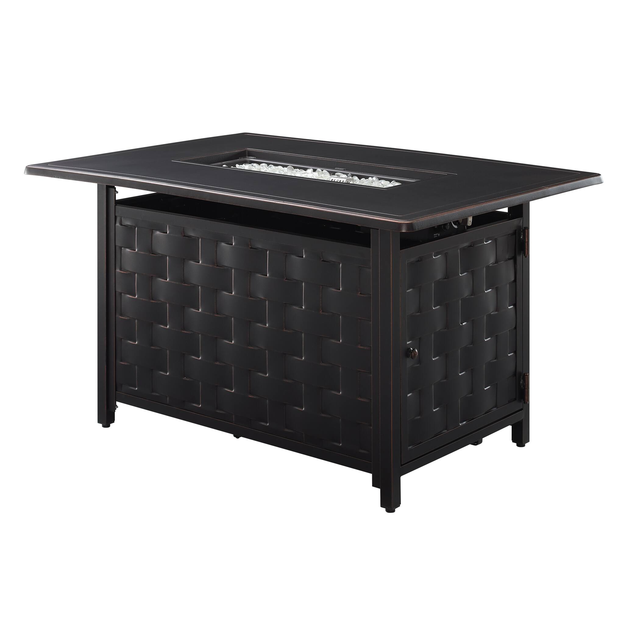 Front. Fire Sense - Preston Rectangular Aluminum LPG/NG Fire Pit - Antique Bronze.