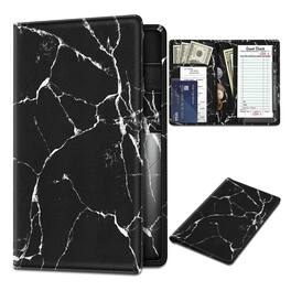 Kitcheniva - Organizer Wallet With Zipper Pocket & Card Holder Server Book For Waitress Waiter - Marble Black
