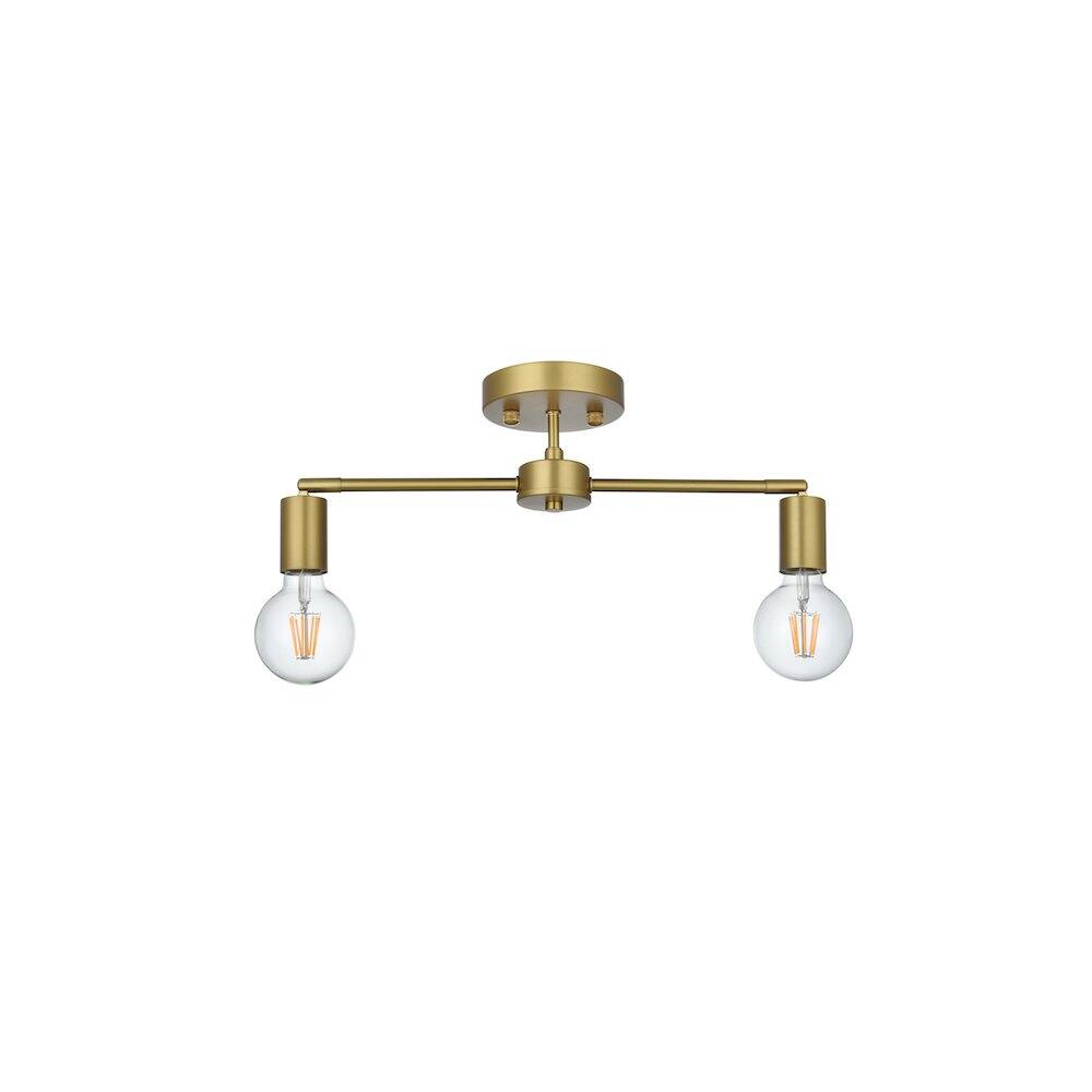 Angle. Living District - Zane 21.5 Inch Flush Mount Ceiling Light in Satin Gold - Satin Gold.