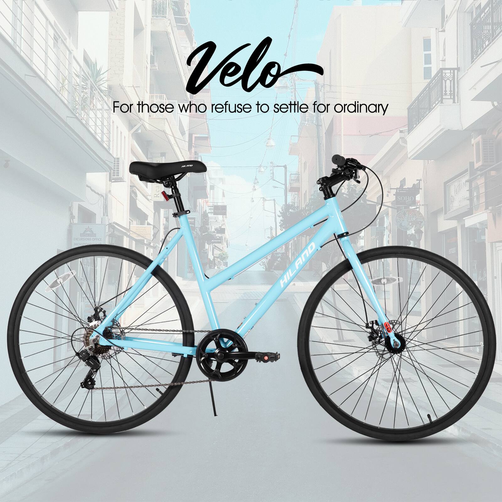 HILAND Velo 700C Hybrid Bike City Bicycle for Men Women M Size
