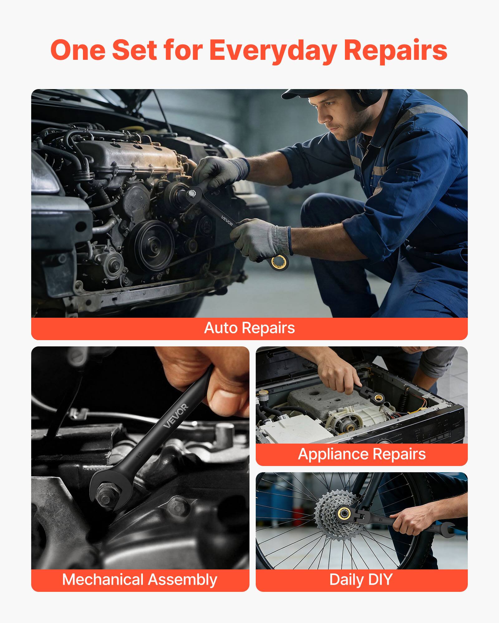 One Set for Everyday Repairs

- Auto Repairs
- Appliance Repairs
- Mechanical Assembly
- Daily DIY