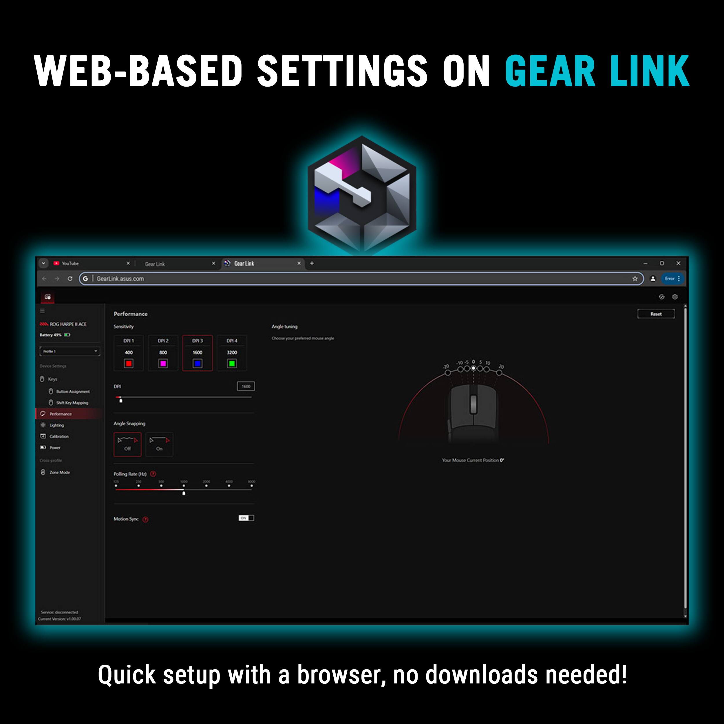WEB-BASED SETTINGS ON GEAR LINK

Quick setup with a browser, no downloads needed!