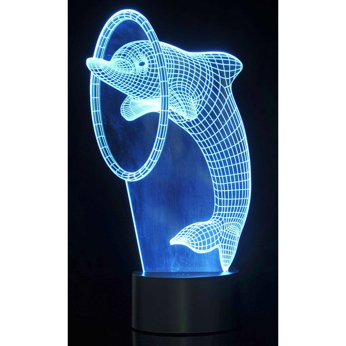 Alt View 3. JuzToys - 3D Night Light for Kids, 3D Dolphin Laser Cut Precision LED Lights, LED Lamp for Bedrooms and Offices - Black.