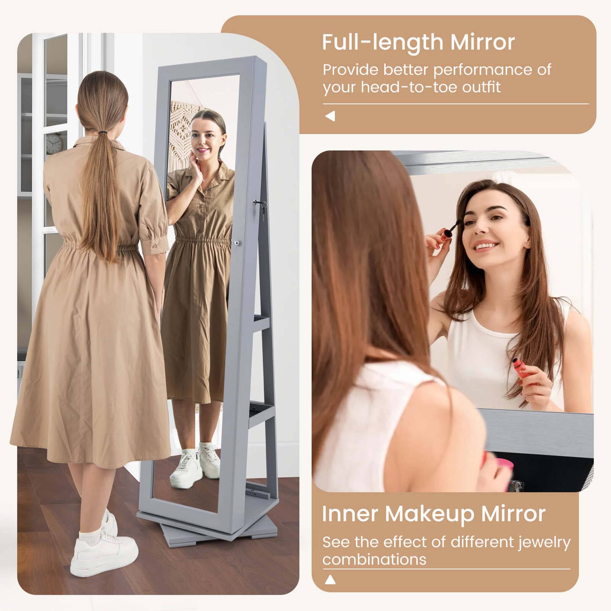 Full-length Mirror  
Provide better performance of your head-to-toe outfit  

Inner Makeup Mirror  
See the effect of different jewelry combinations