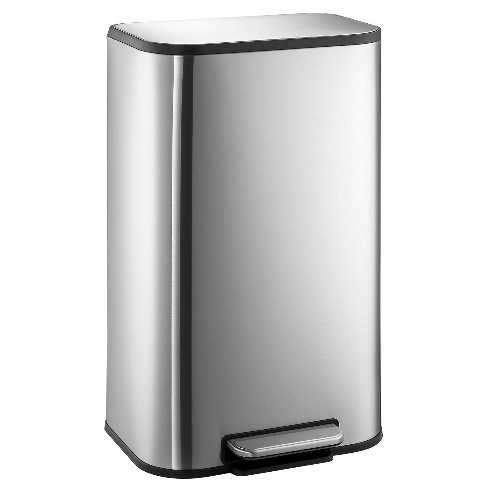 Acekool - Stainless Steel Waste Bin Kitchen Trash Can 8 Gallon Stainless Steel Garbage Canfor Bathroom Bedroom Kitchen
