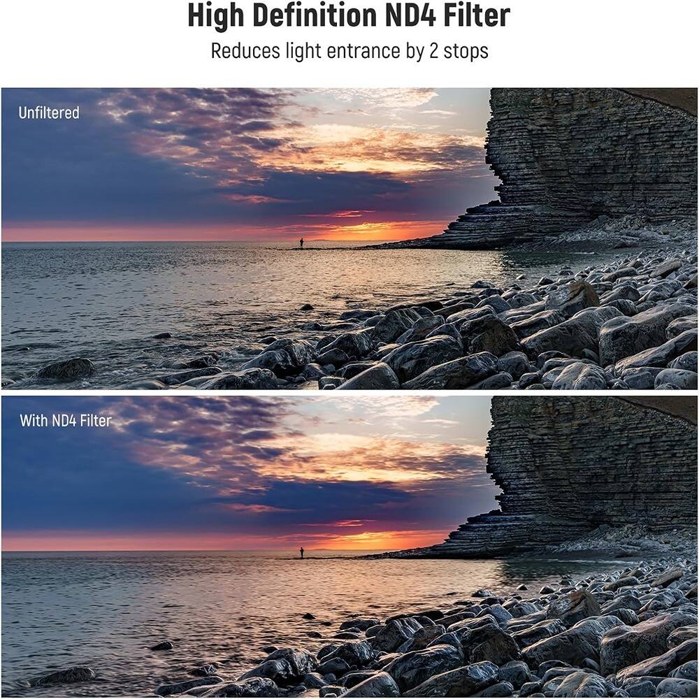 High Definition ND4 Filter  
Reduces light entrance by 2 stops  

Unfiltered  

With ND4 Filter