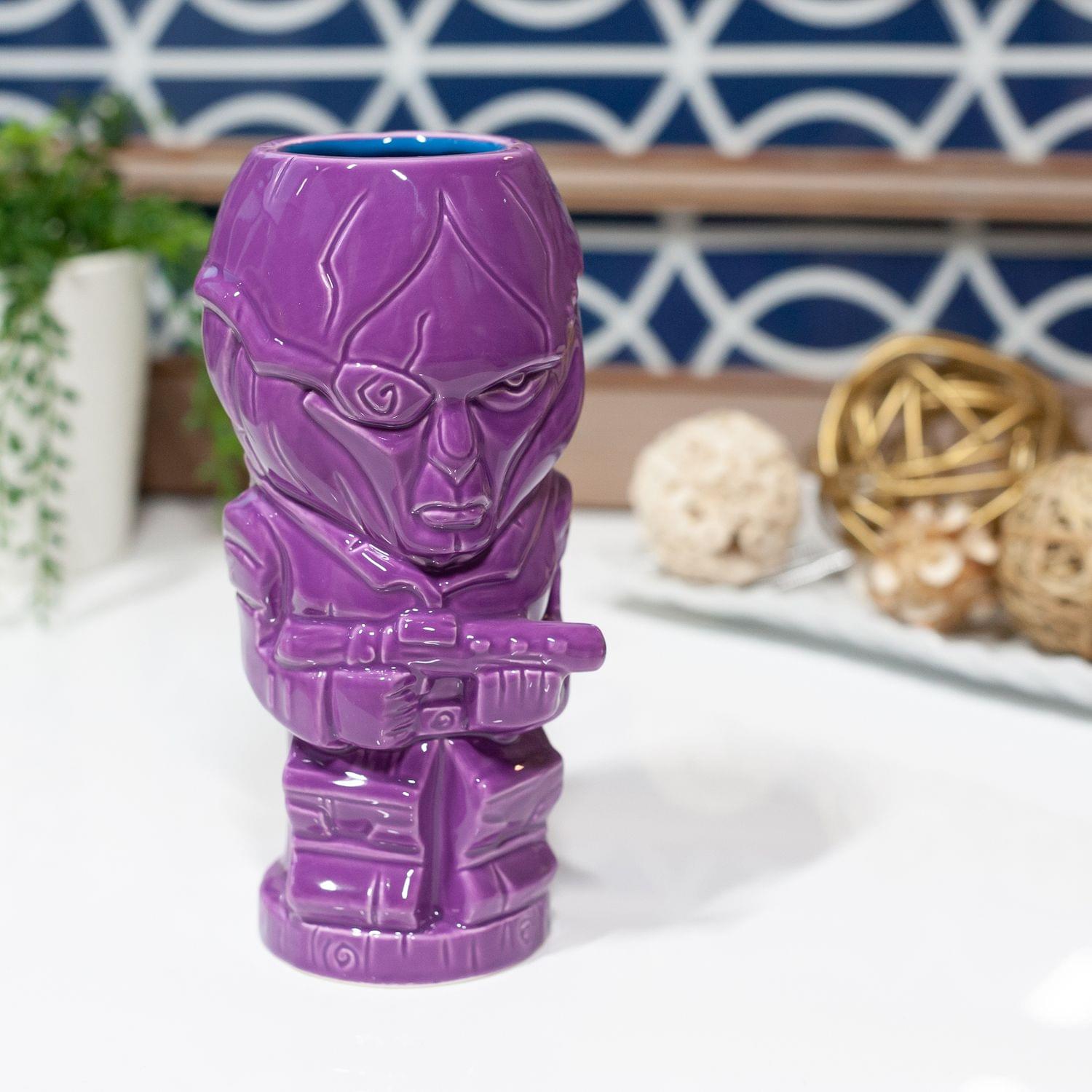 Alt View 3. ThinkGeek - Geeki Tikis Mass Effect Jaal Mug | Crafted Ceramic | Holds 14 Ounces - Purple.