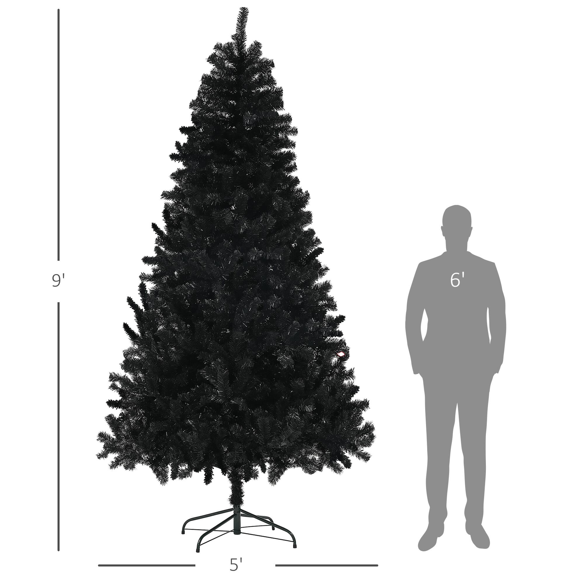 Alt View 2. Homcom - Tall Artificial Christmas Tree, Unlit, 2132 Branch Tips, Auto Open, Steel Base - black.