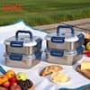 Front. Mirfee - 10-Pc Stainless Steel Food Storage Containers with Blue Lids, Airtight & Extra-Deep for Kitchen Organization.