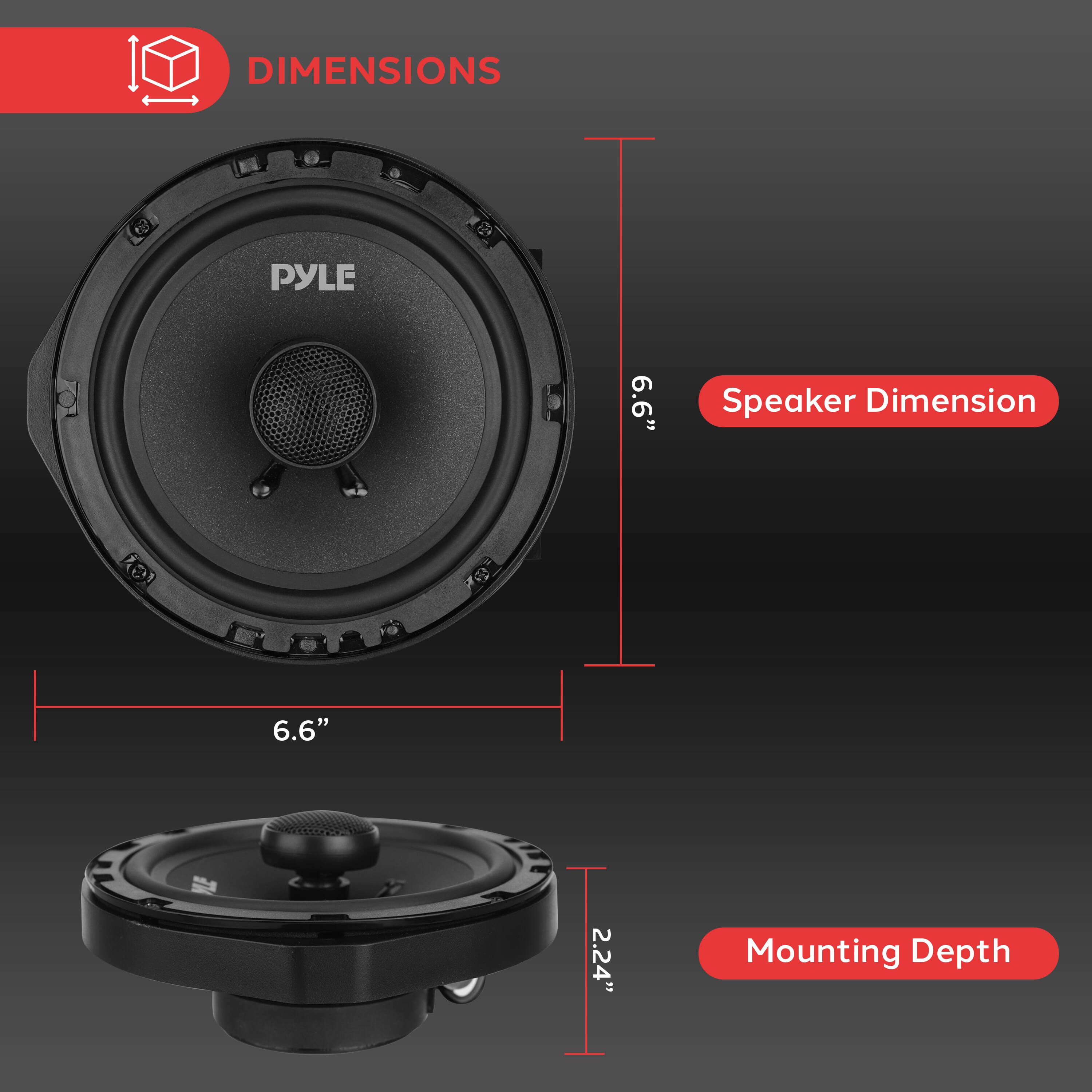 DIMENSIONS, PYLE, 6.6" Speaker Dimension, 6.6", 2.24" Mounting Depth