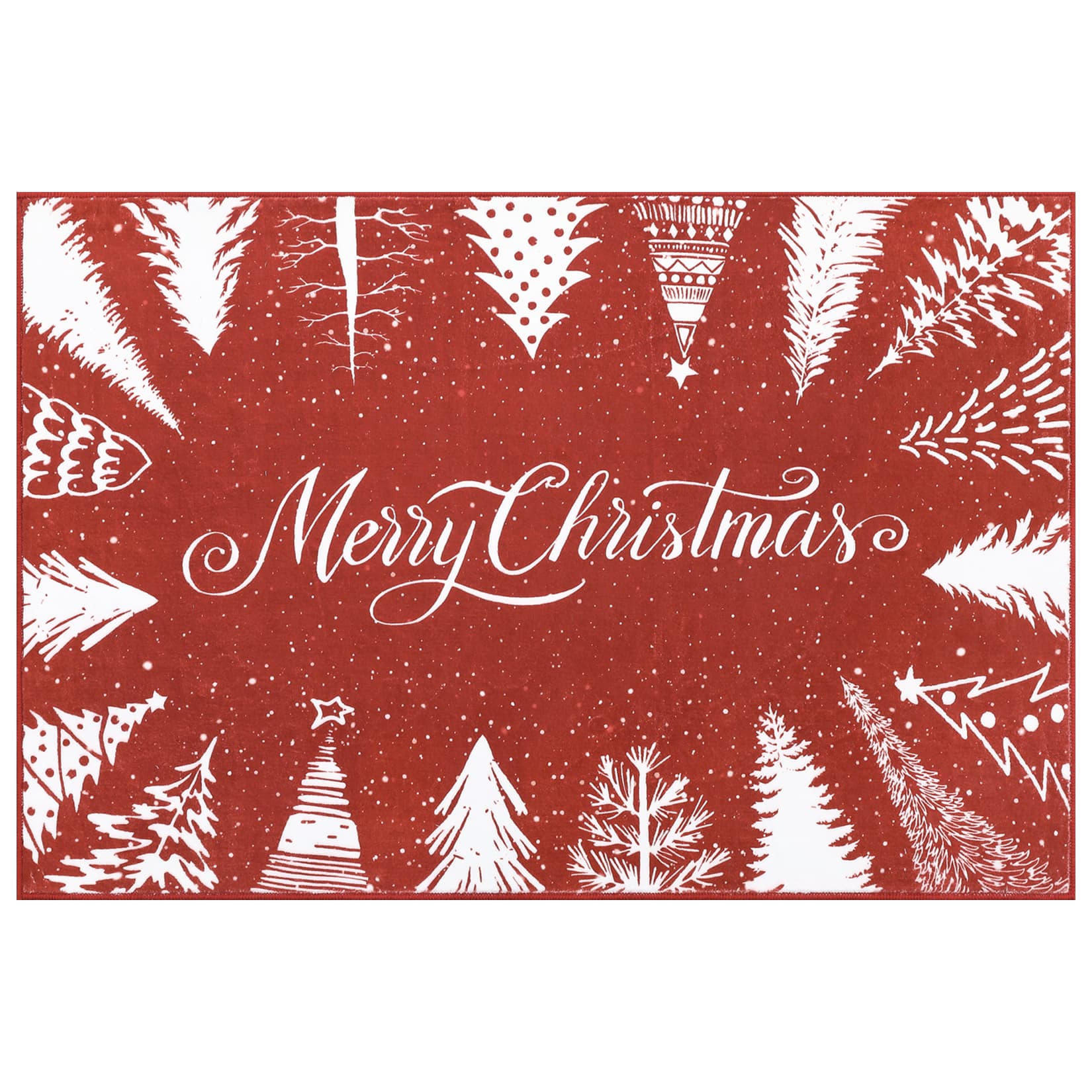 Acekool - 2 x 3 ft Christmas Rug Runner, Stain-Resistant Xmas Floral Bedside Bathroom Rug for Laundry,Bedroom - Red