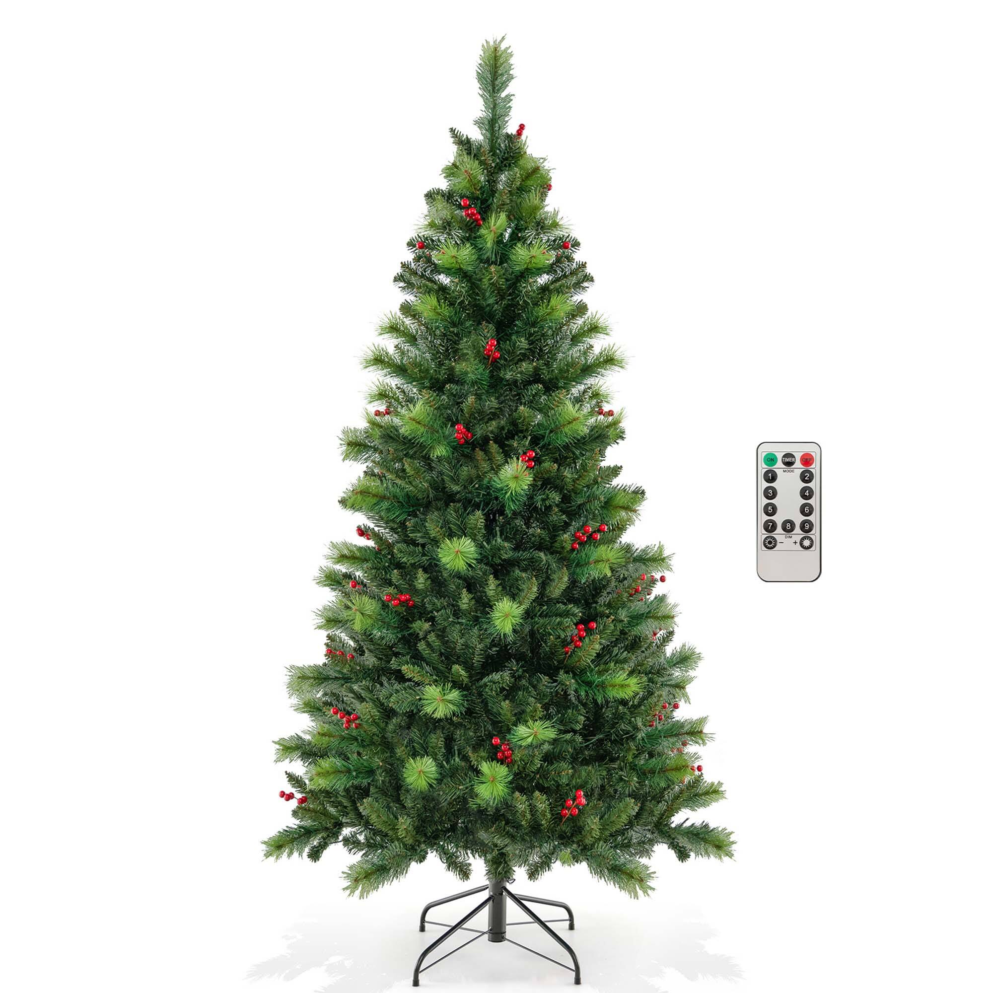 Alt View 19. Costway - 6FT Pre-Lit Artificial Christmas Tree 9 Lighting Modes with 300 LED Lights & Timer - Green.