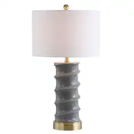 Jonathan Y - Taipei 28" Ceramic LED Table Lamp, Dark Grey/Gold - Dark Gray
