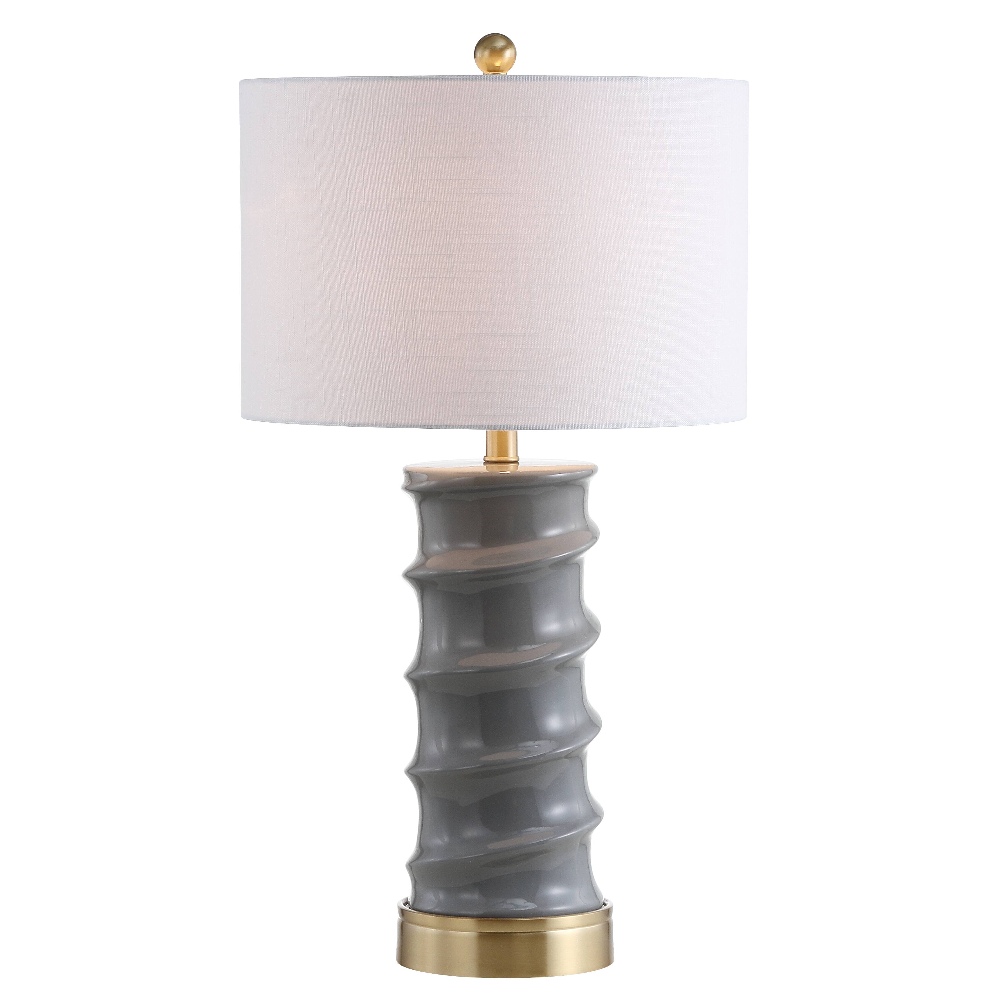Front. Jonathan Y - Taipei 28" Ceramic LED Table Lamp, Dark Grey/Gold - Dark Gray.