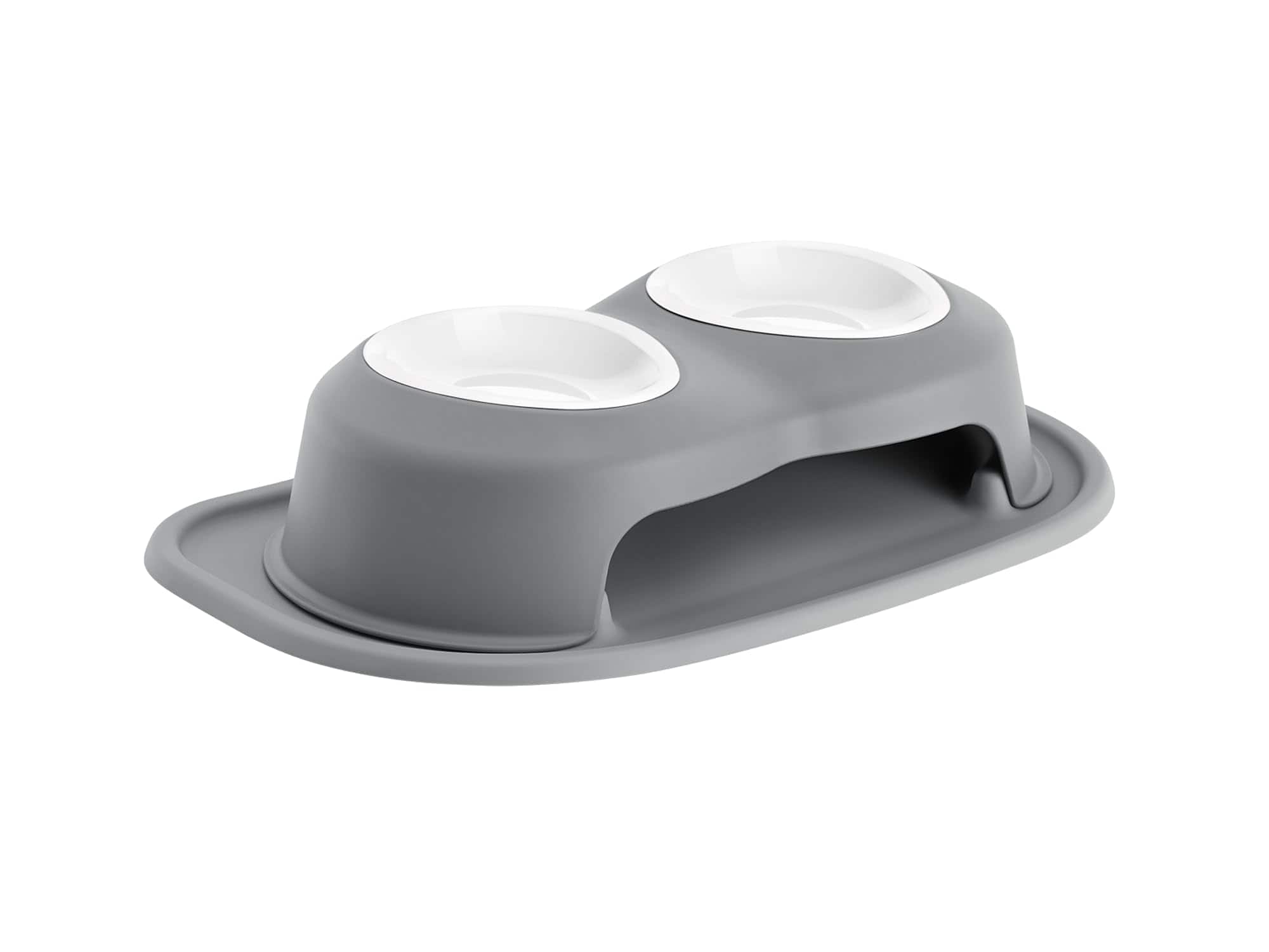 WeatherTech - Double High Pet Feeding System | Elevated Pet Bowls - 4" High Dark Grey - 16oz (2 cup) BPA-Free Plastic Bowls - Dark Gray