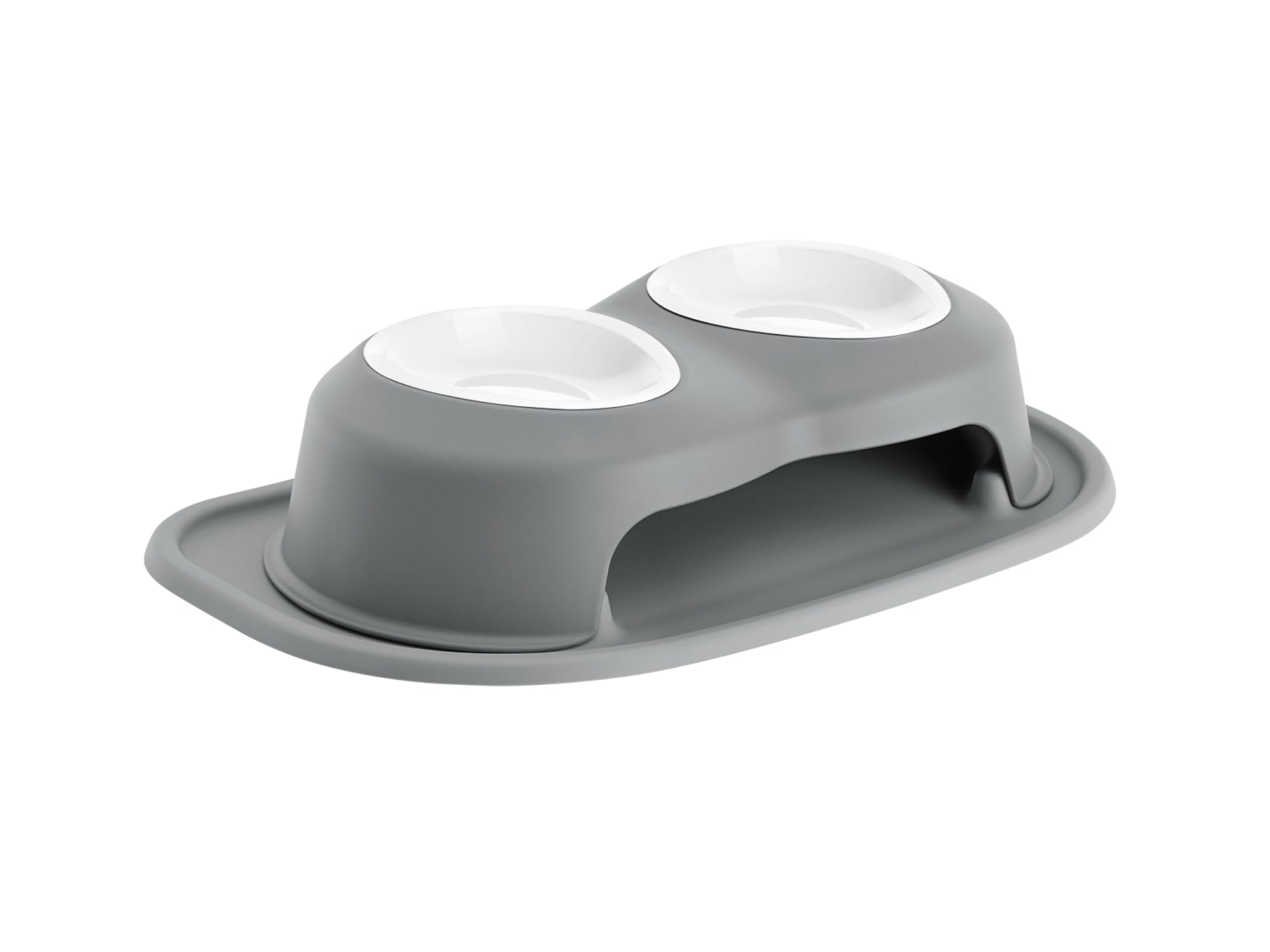 Front. WeatherTech - Double High Pet Feeding System | Elevated Pet Bowls - 4" High Dark Grey - 16oz (2 cup) BPA-Free Plastic Bowls - Dark Grey.