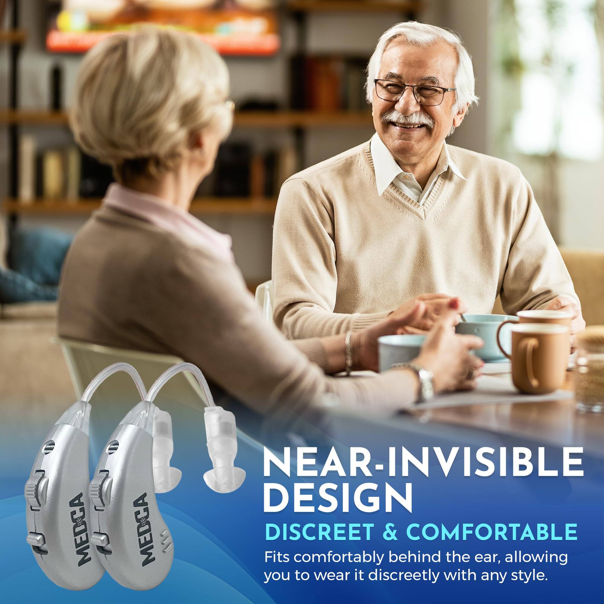 MEDCA MEDCA NEAR-INVISIBLE DESIGN DISCREET & COMFORTABLE  
Fits comfortably behind the ear, allowing you to wear it discreetly with any style.
