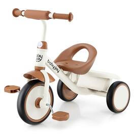 Costway - Kids Tricycle Toddler Trike with Adjustable Seat & Storage Basket 3 Wheel Bike - Beige