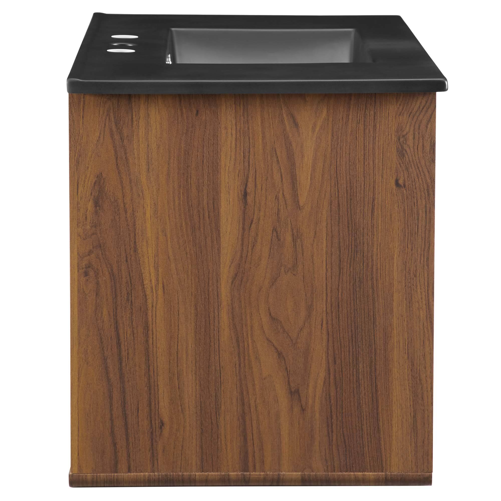 Back. Modway - Transmit Wall-Mount Bathroom Vanity Basin Included - Walnut Black.