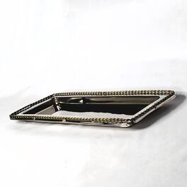 Jiallo - Stainless Steel Vanity tray 14 x 5.75", gold plated w/twisted border - Silver