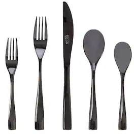 Gibson - Elite Holland Road 20 Piece Stainless Steel Flatware Set - Black
