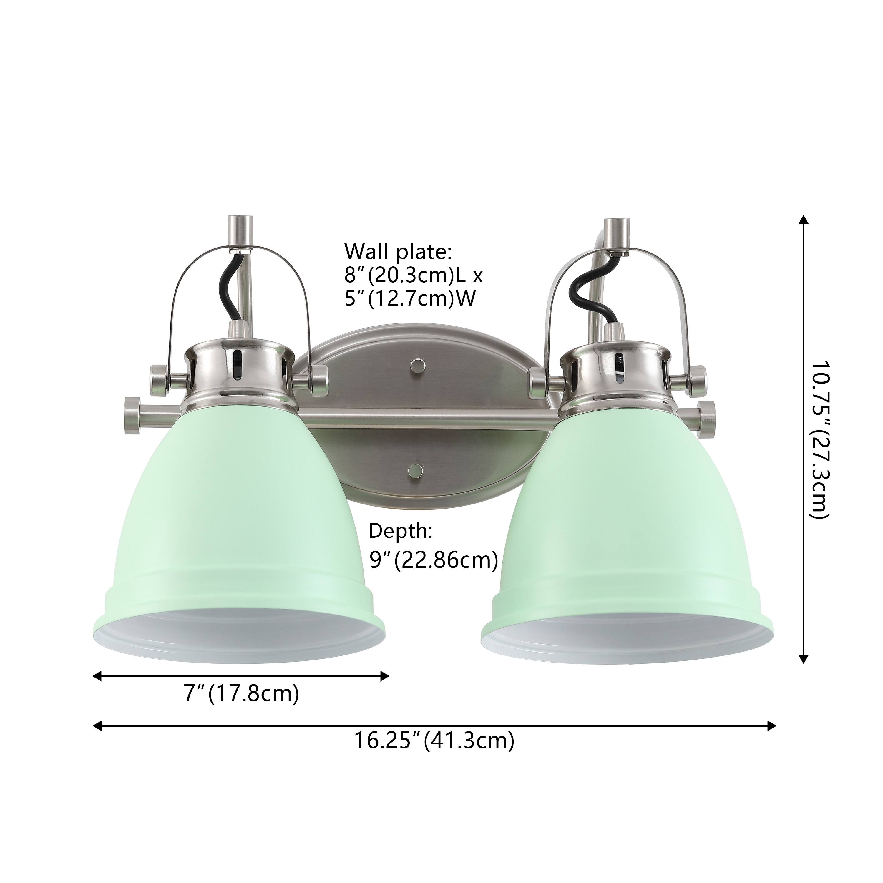 Wall plate: 8" (20.3cm)L x 5" (12.7cm)W  
Depth: 9" (22.86cm)  
10.75" (27.3cm)  
7" (17.8cm)  
16.25" (41.3cm)
