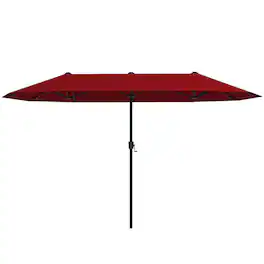 Costway - 13 FT Large Patio Umbrella Outdoor Double-Sided Table Market Umbrella for Garden - Wine