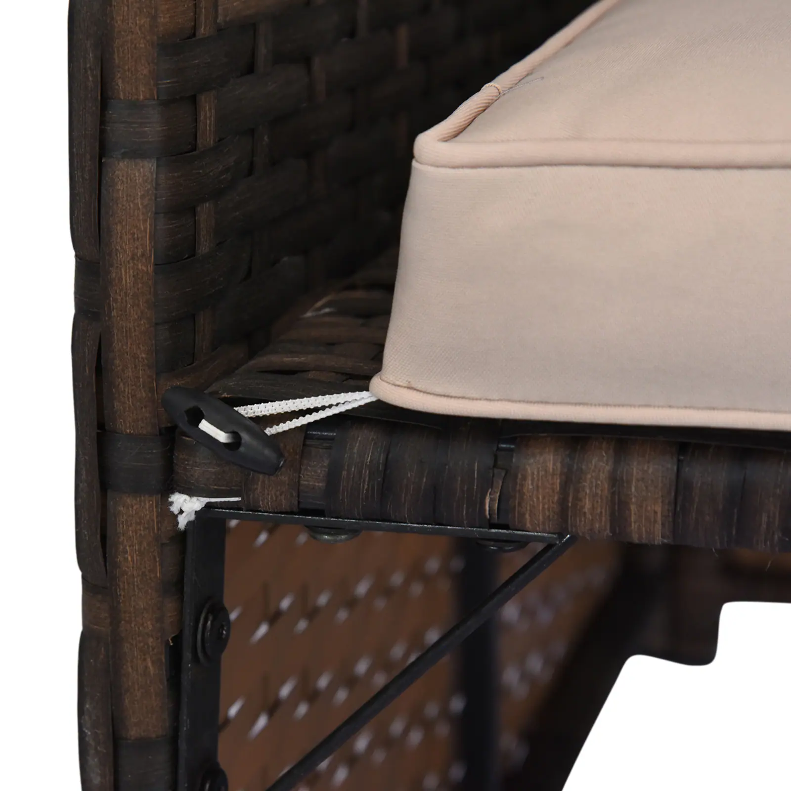 Alt View 7. Outsunny - 3 Piece Patio Furniture Set, Rattan Outdoor Sofa Set with Chaise Lounge & Loveseat, Soft Cushions - Beige.