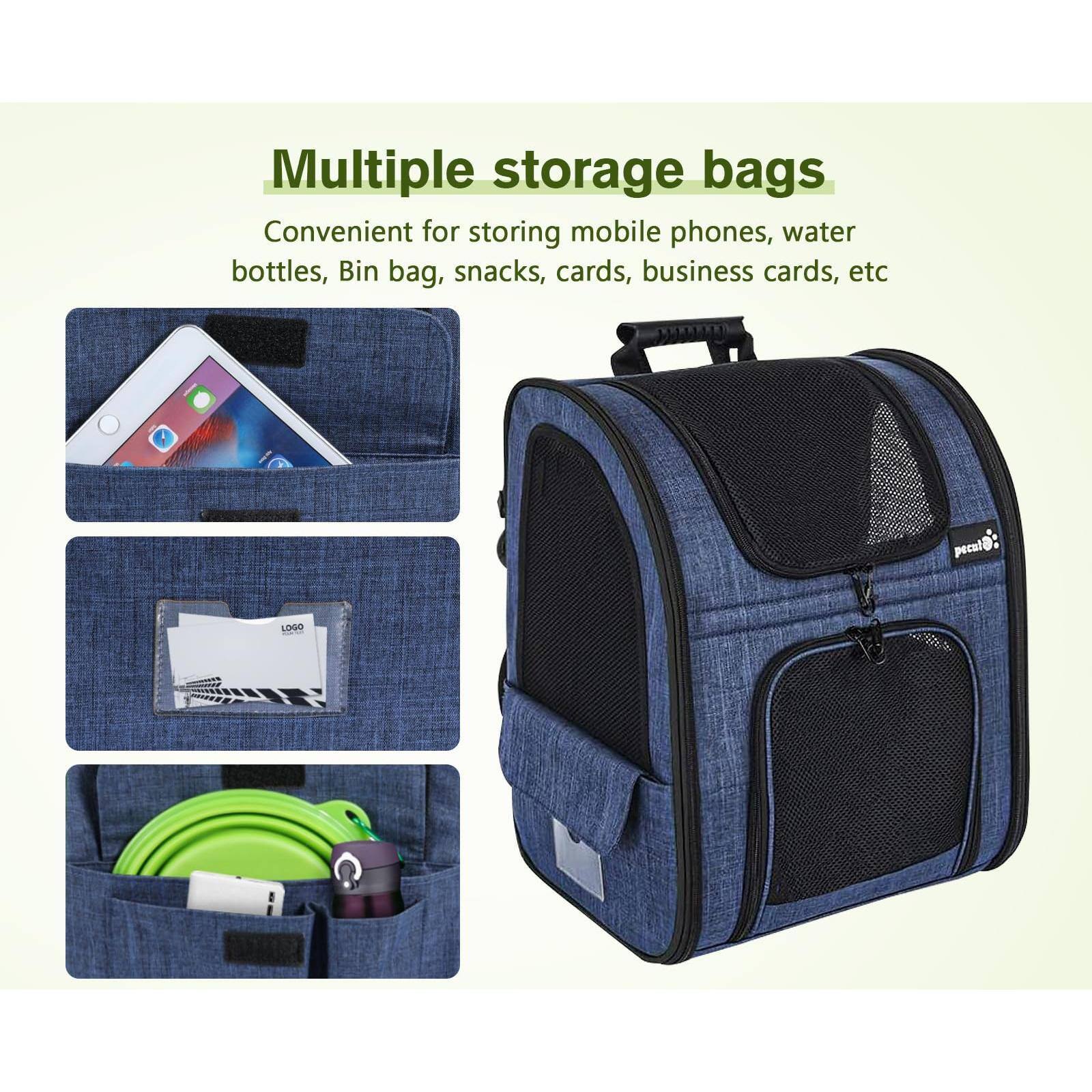 Multiple storage bags  
Convenient for storing mobile phones, water bottles, Bin bag, snacks, cards, business cards, etc