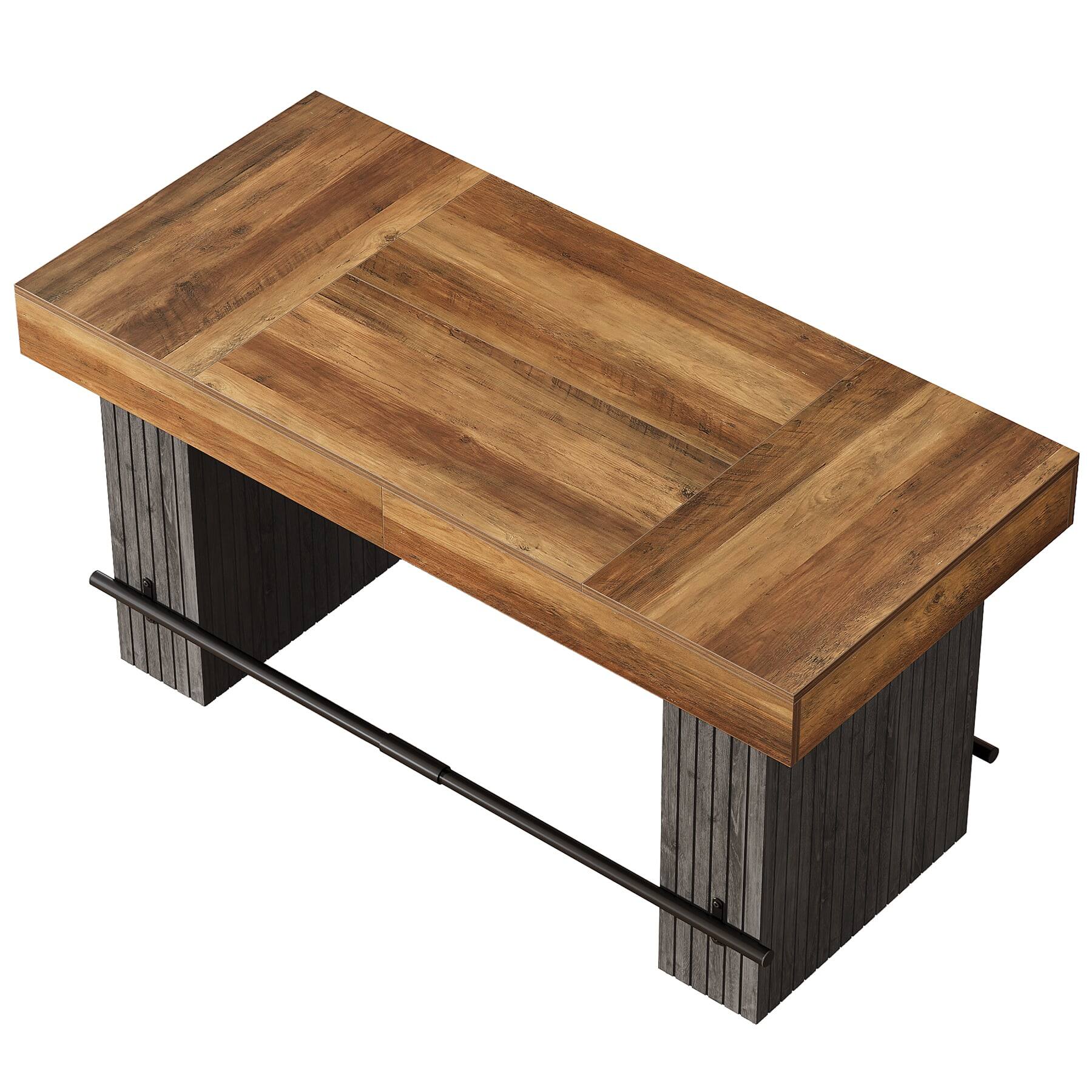 Alt View 2. Kadyn - Kadyn Solid Wood Bar Table, Home Pub Table, Industrial Style Brown Bar Set, Perfect Living Room Accessory, Brown & Black - Brown.