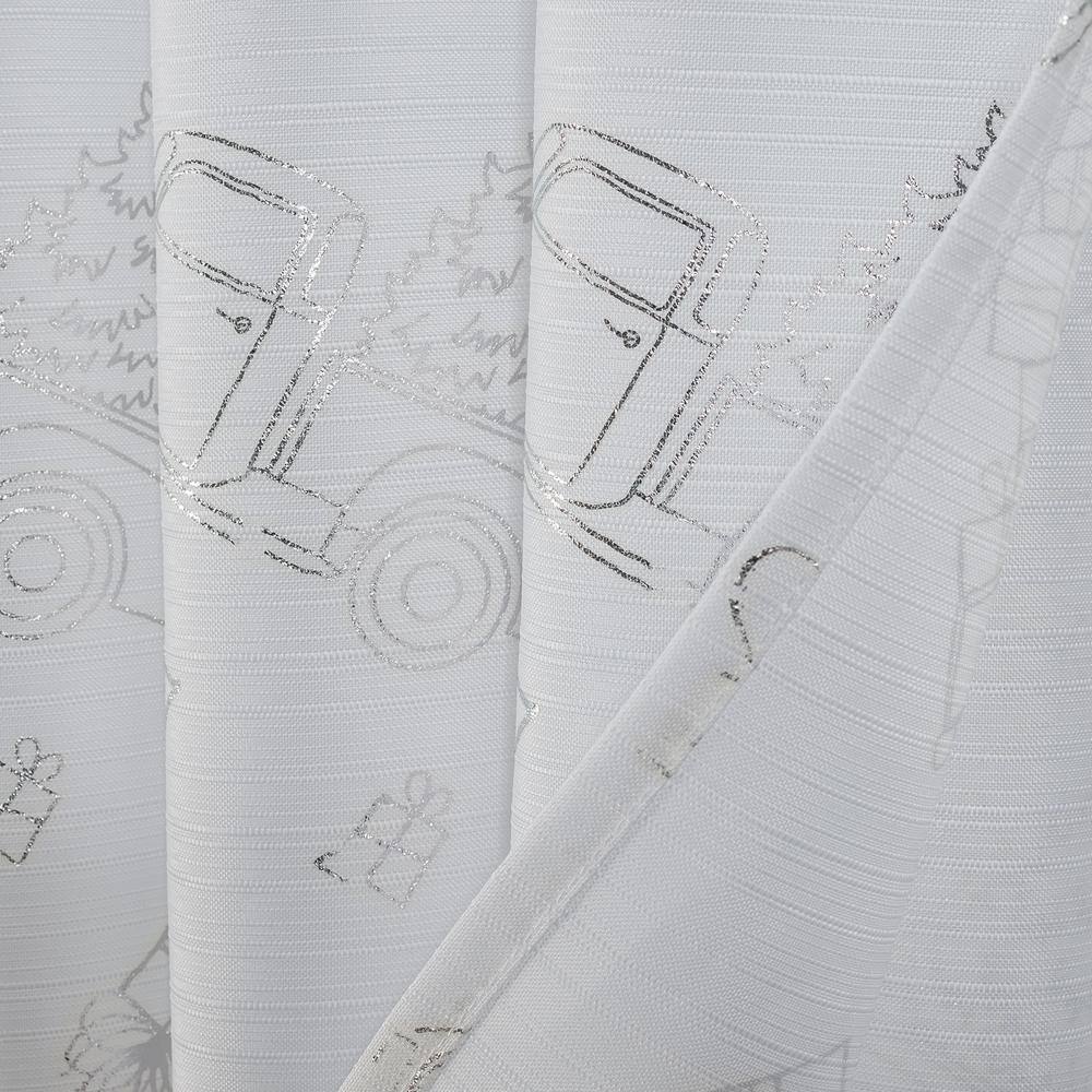 Left. RT Designers Collection - RT Designers Collection Christmas Trucks Foil Shower Curtain 70" x 72" White/Silver - White silver.