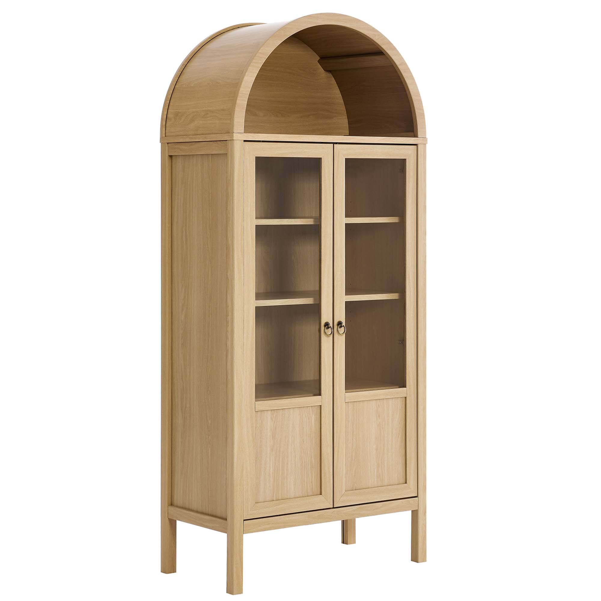 Angle. Modway - Tessa Tall Arched Storage Display Cabinet by Modway - Oak.