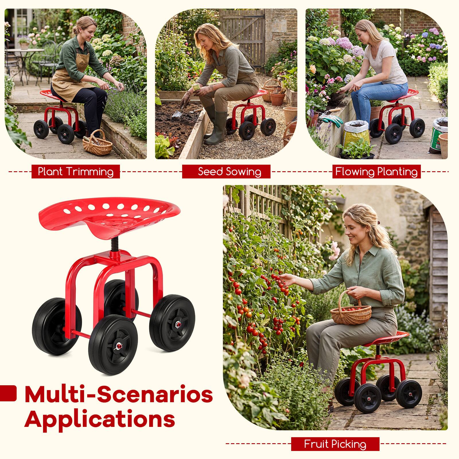 Plant Trimming  
Seed Sowing  
Flowering Planting  
Multi-Scenarios Applications  
Fruit Picking