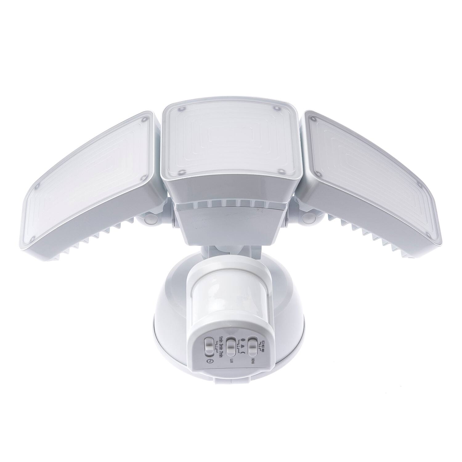 Alt View 9. Home Zone Security - SMD 240° 3-Light Motion-Sensing Linkable LED Flood Light, 5,000 Lumens - White.