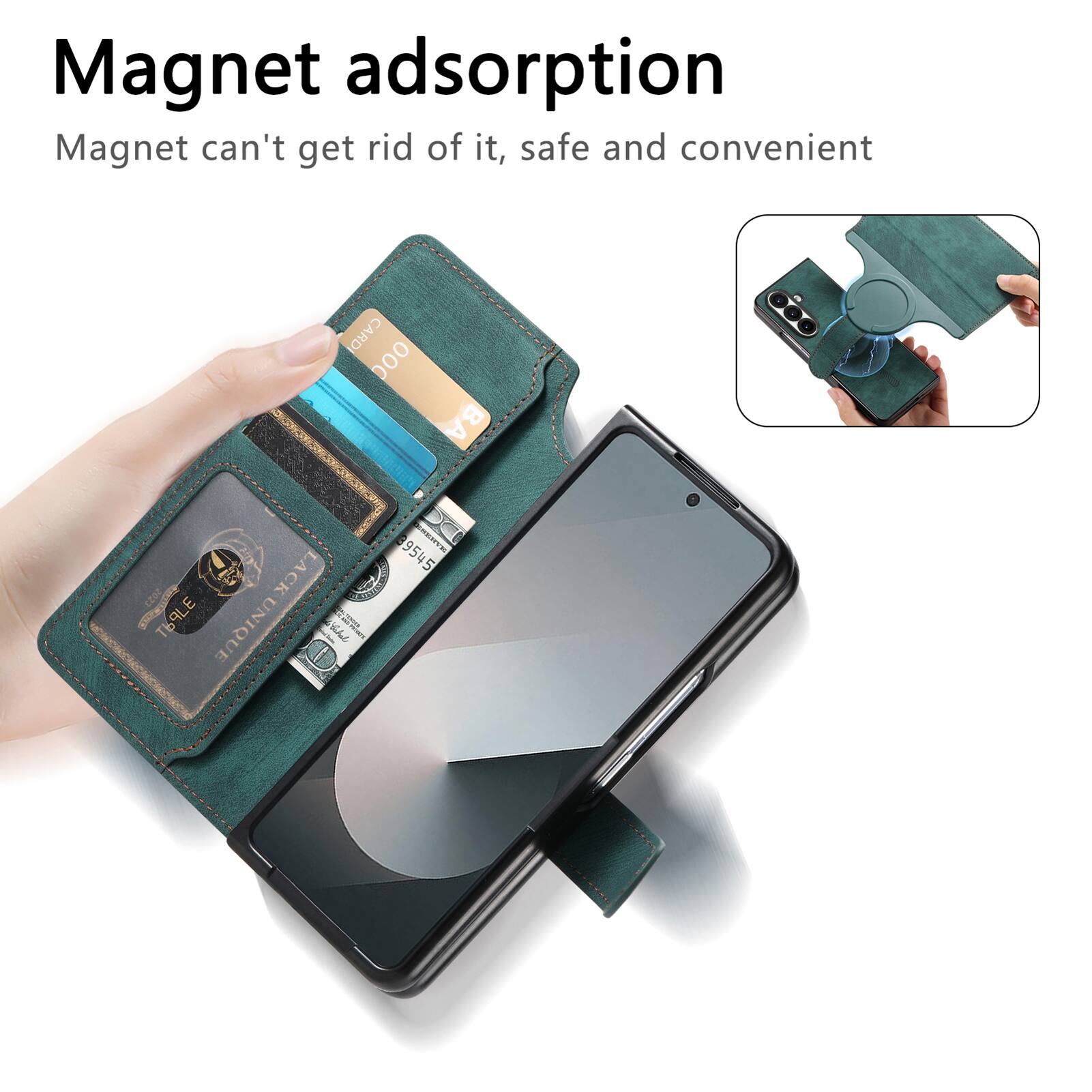 Magnet adsorption  
Magnet can't get rid of it, safe and convenient  

CARD 000 B  
A o RSIVE I i 9545 5 2023  
I LACK CATOn TB9LE - UNIQUE -