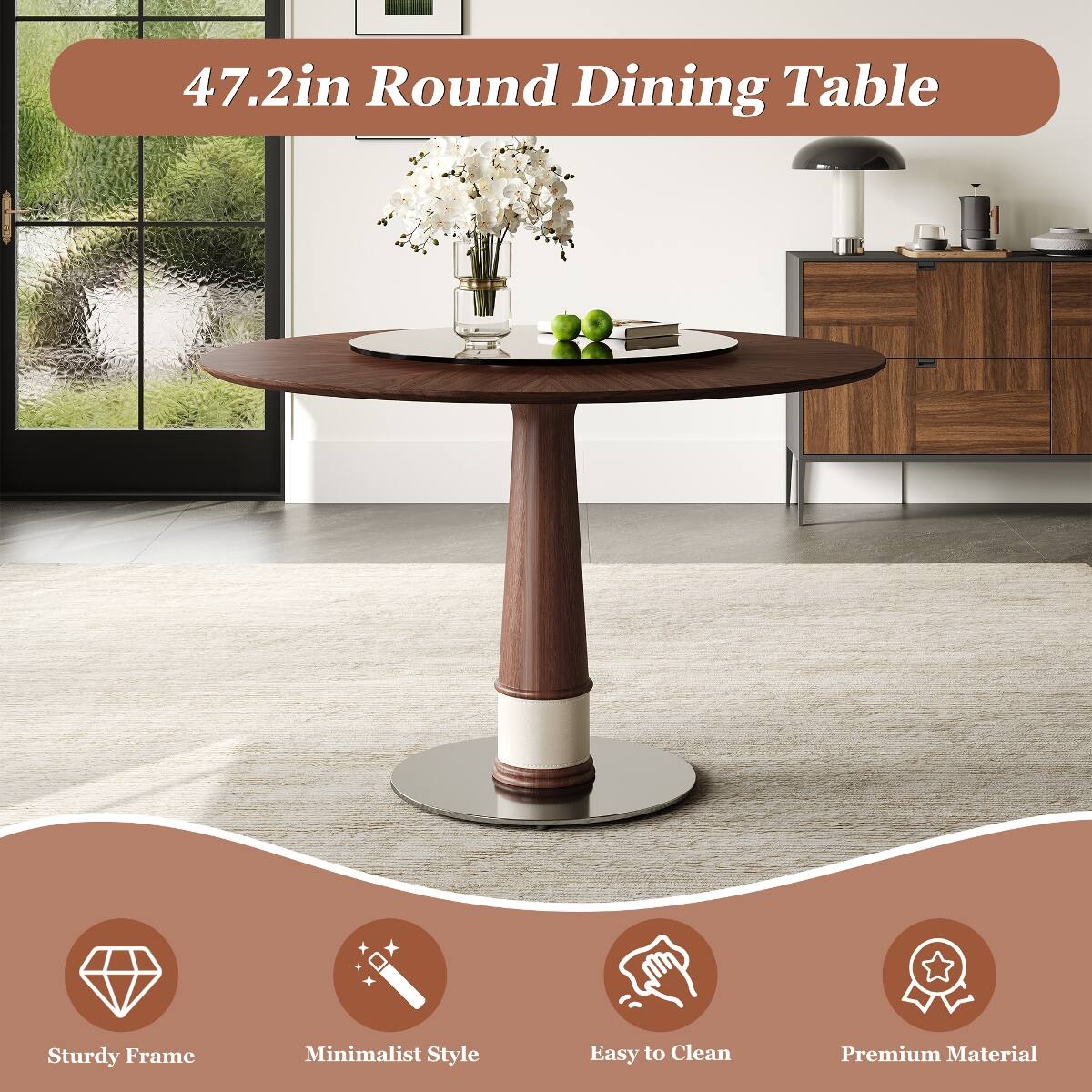 47.2in Round Dining Table

- Sturdy Frame
- Minimalist Style
- Easy to Clean
- Premium Material