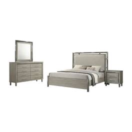 New Classic Furniture - Lennox 4Pc Wood Bedroom Set w Nightstand - Gray