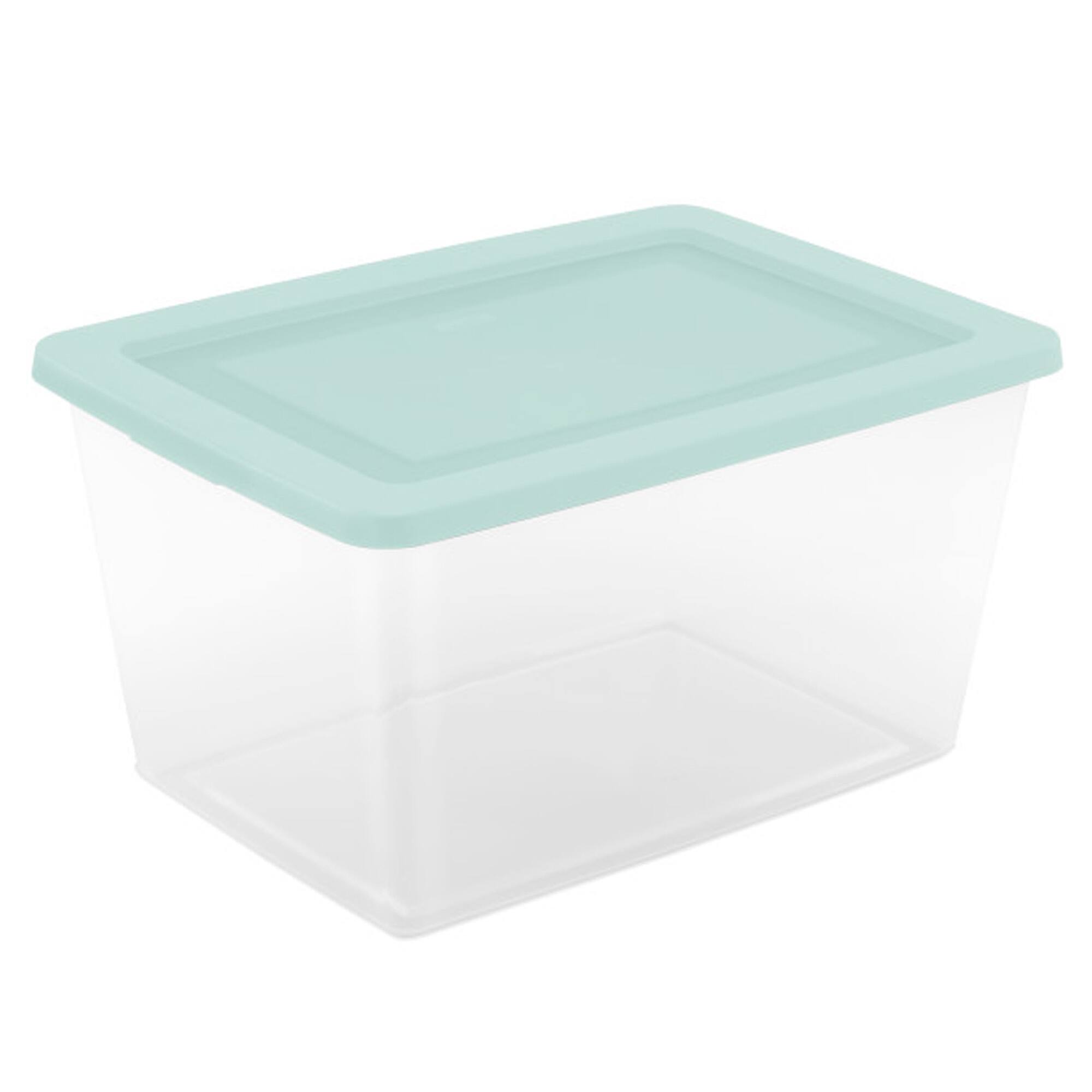 Alt View 5. Sterilite - Sterilite 58 Qt Storage Boxes, Clear Plastic Containers with Lid, Set of 8, Mint - Mindful Mint.