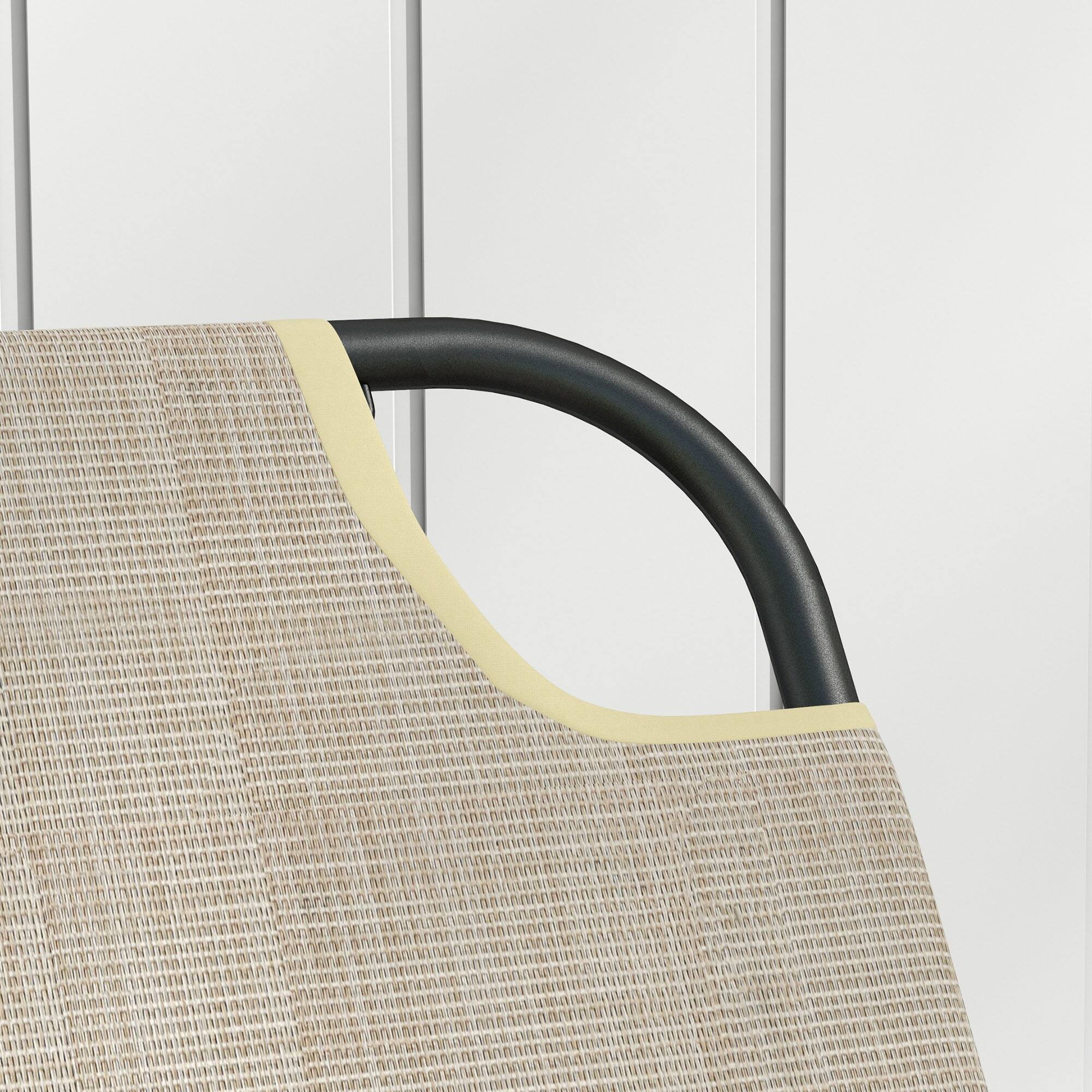 Alt View 2. Outsunny - Garden Rocking Chair, Outdoor Indoor Sling Fabric Rocker for Patio, Balcony, Porch, Light Brown - Brown.