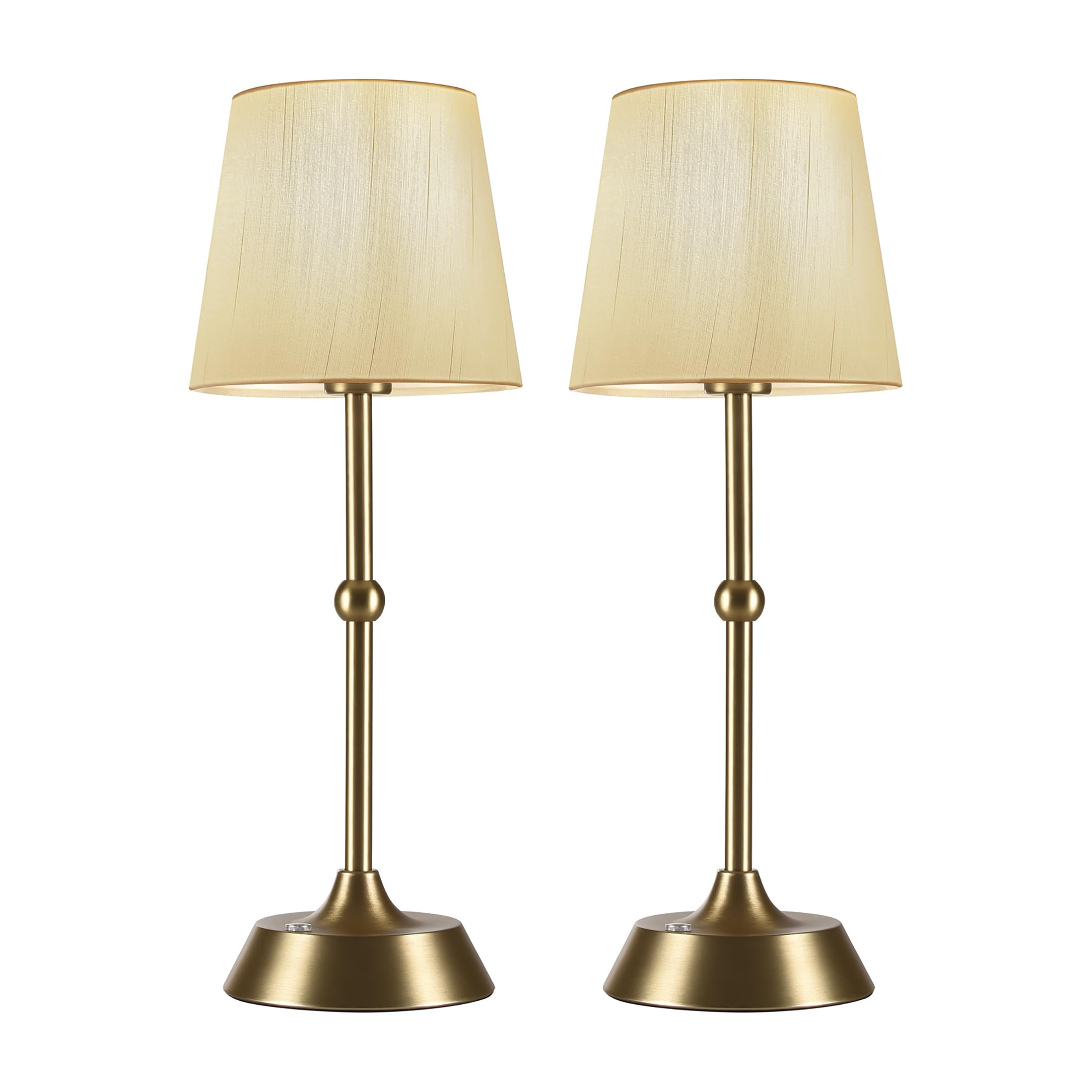 Front. Dazzling Pops - Set Portable Cordless LED Table Lamp Touch Control Fabric Dimmable Desk Lamp Built 6000mA Rechargeable - Gold-2psc.