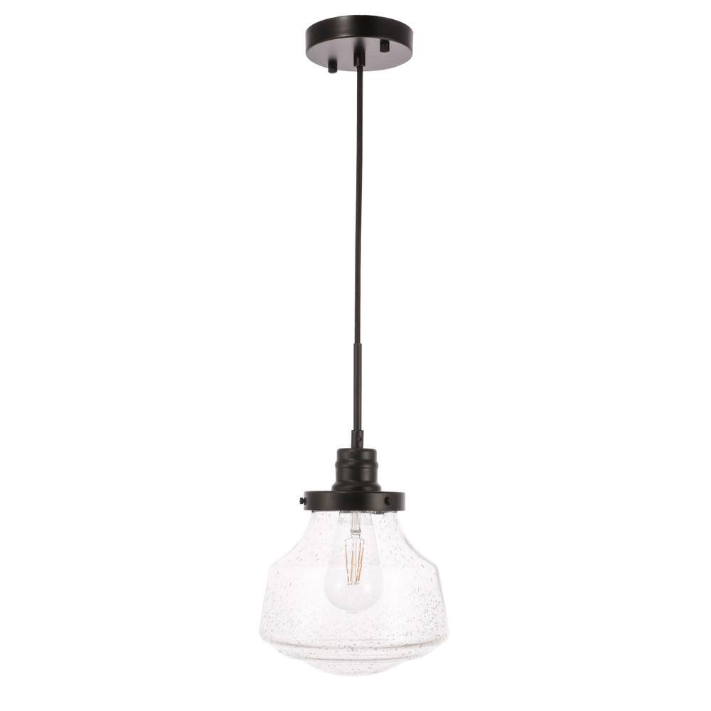 Alt View 6. Living District - Lyle 1 light Black and Clear seeded glass pendant - Black And Clear Seeded Glass.