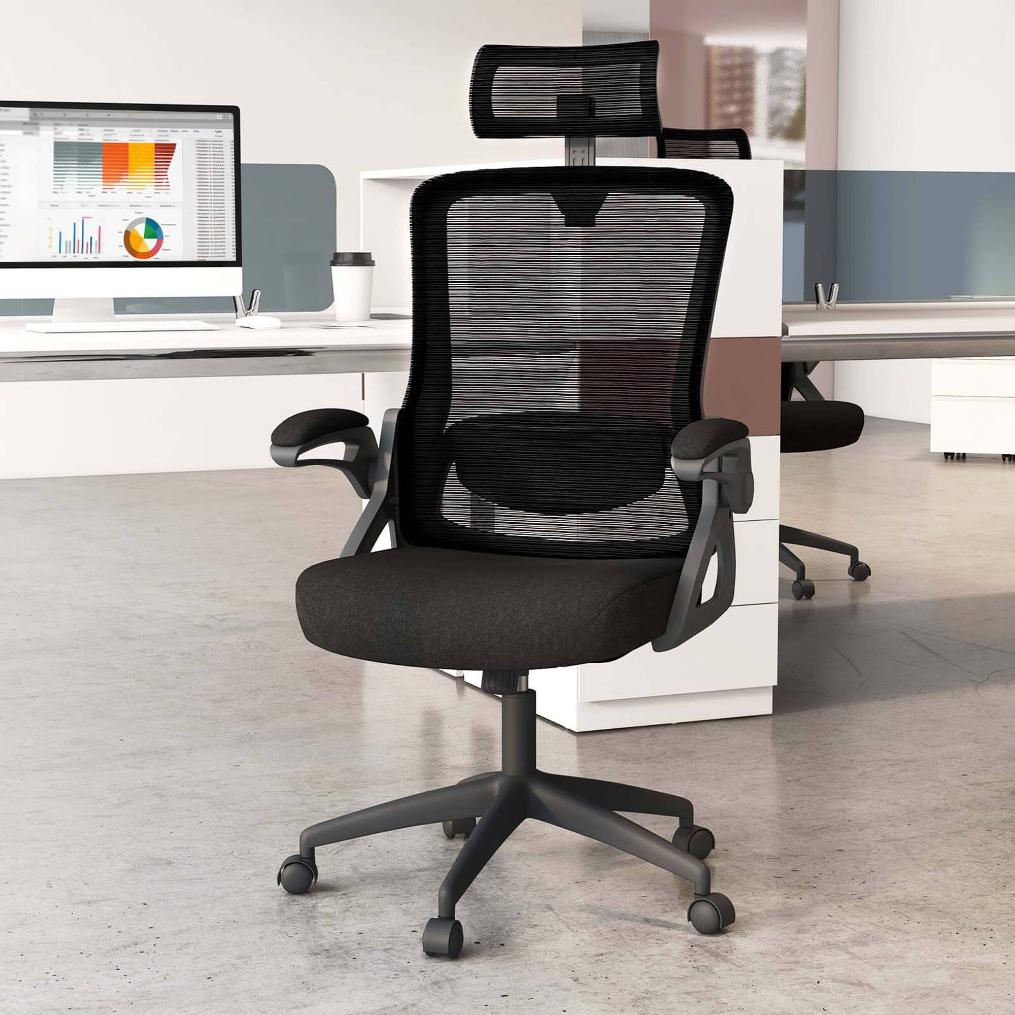 Alt View 3. Costway - Costway Ergonomic Office Chair with Adjustable Lumbar Support Rocking Backrest Armrests Black - Black.