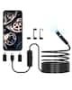Front. VEVOR - Endoscope Camera with Light, Dual Lens Borescope for Android & IOS, 1920P HD Inspection Camera with 8 + 1 LED Light - Black.