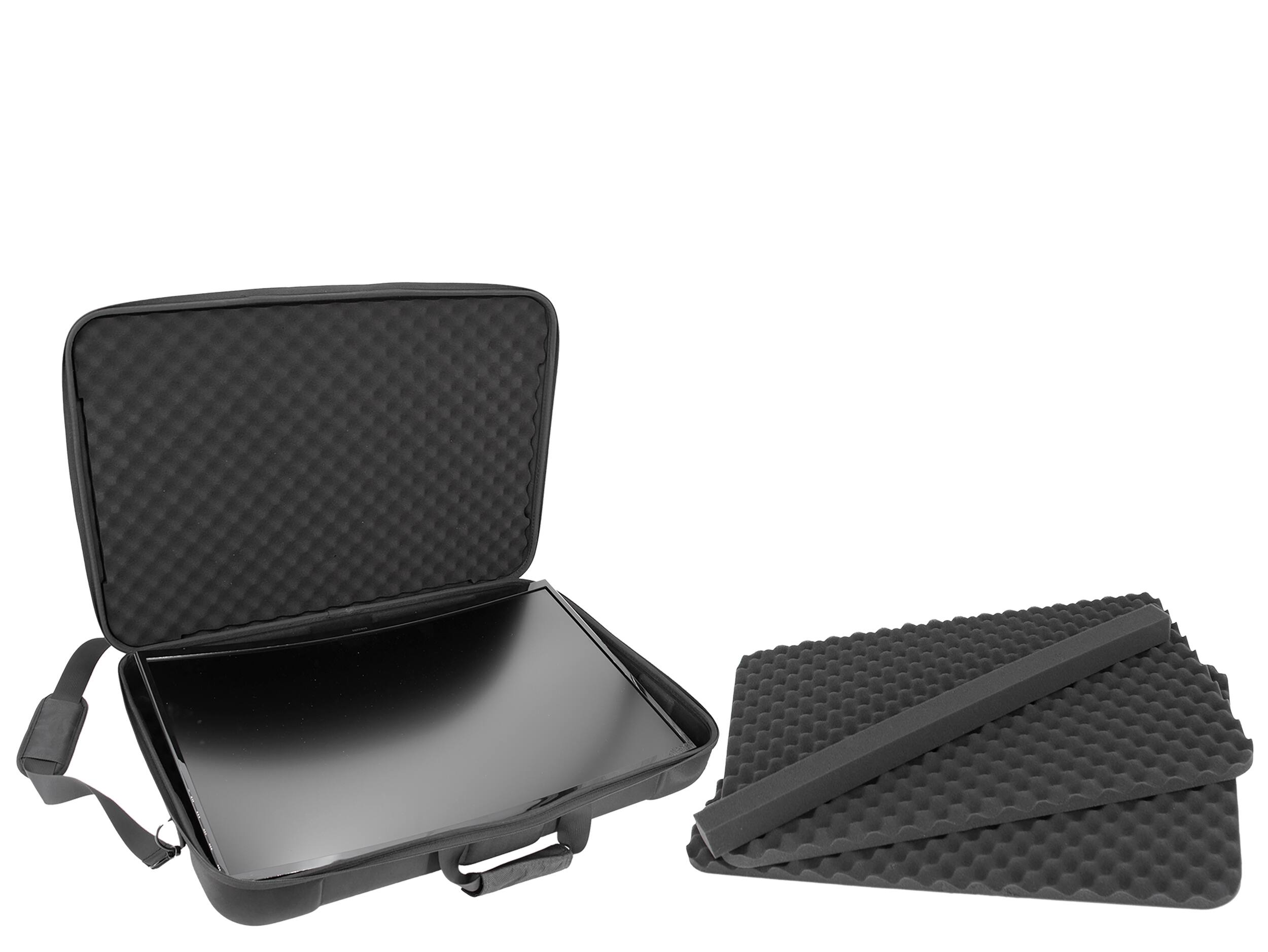 Alt View 6. CASEMATIX - Portable Monitor Case for 24"-29" Gaming Monitor, Laptop Screen, or TV – Hard EVA Shell, Foam Padding, Storage - Black.